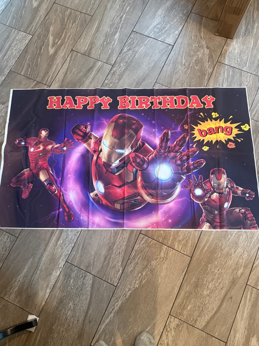 Red Iron Hero "Happy Birthday" Wall Tapestry